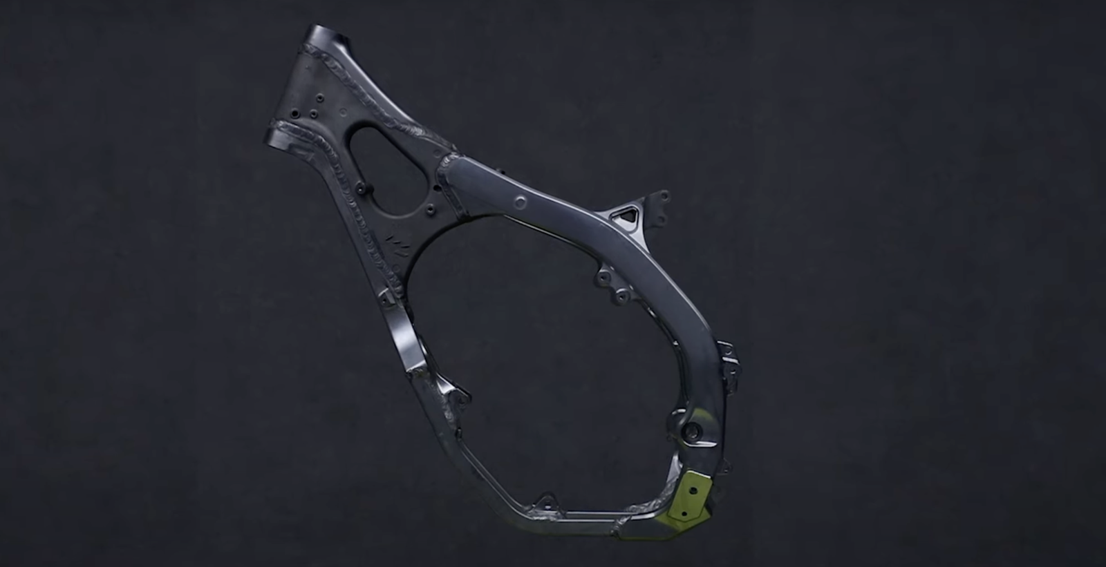 The frame of a motocross bike